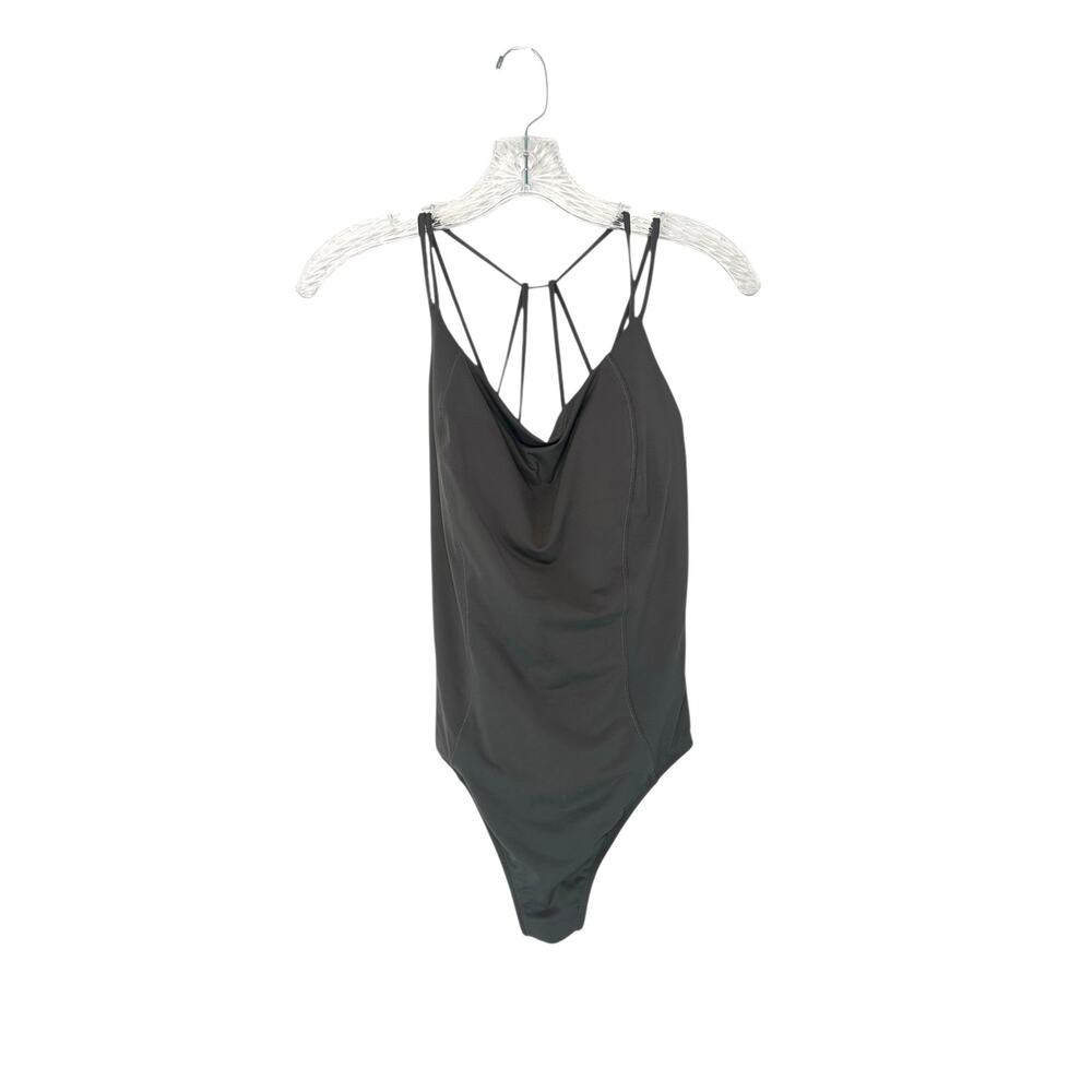 Athleta Cortes Strappy One Piece‎ Swimsuit Gray Beachy Vacation Resort Medium